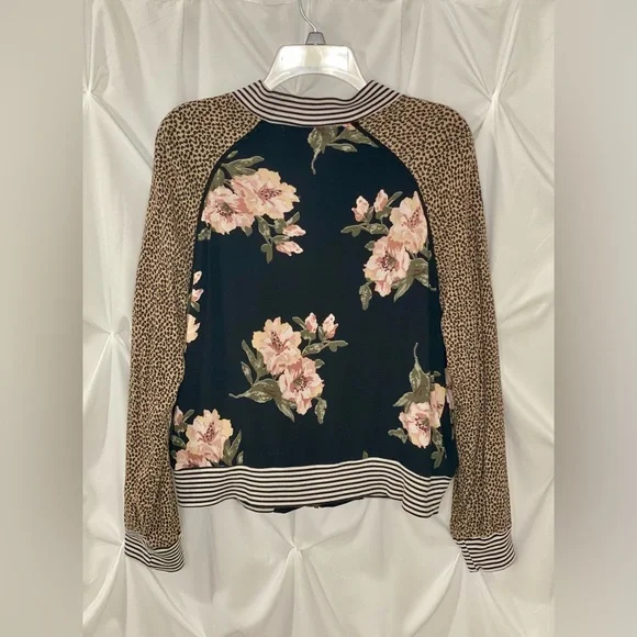 Saltwater Luxe Floral Print Bomber Jacket Size L - Picture 7 of 7